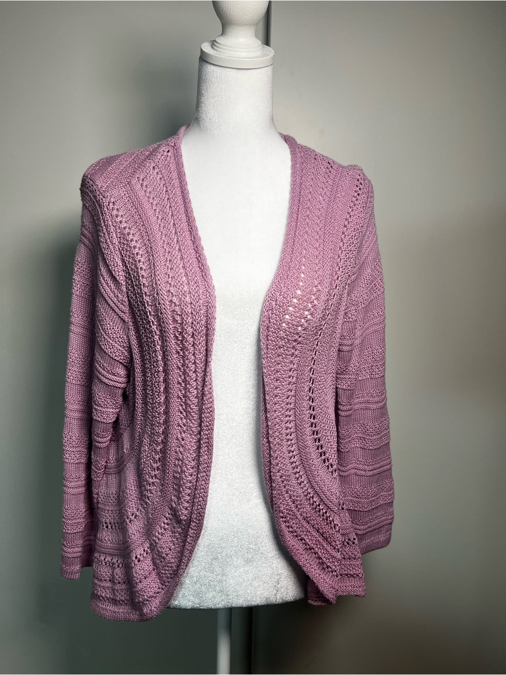 croft & barrow Dusty Mauve Open-Front Knit Cardigan